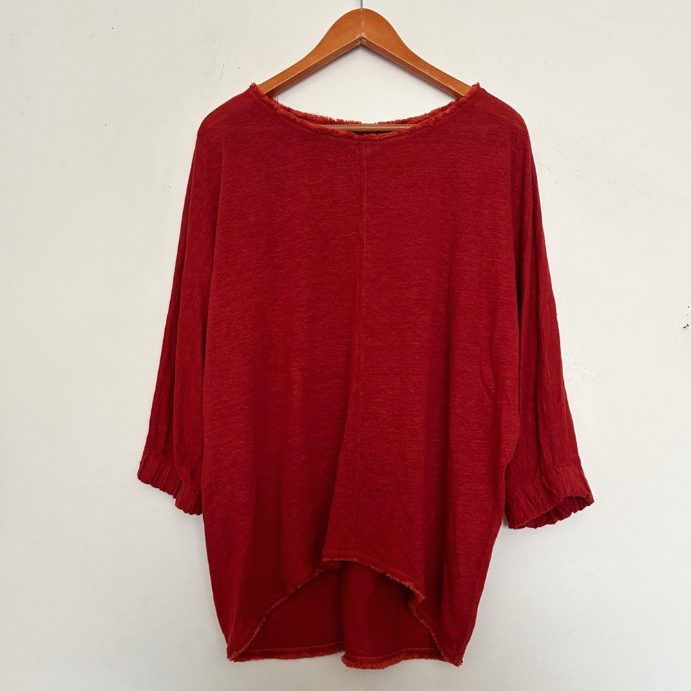 Sundance Ariane Linen Fringe Dolman Sleeve Top